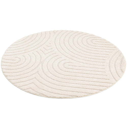 AFK Living vloerkleed Groove - reliëfeffect - wit - 120 x 120 cm
