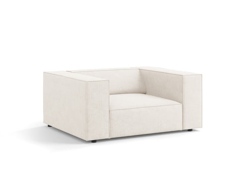 Cosmopolitan Design Fauteuil Arendal chenille met ribbeleffect, ivoor - 102x124x70cm