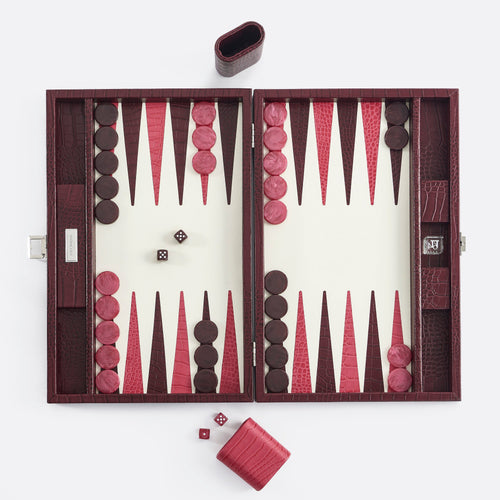 Premium Interiors - Backgammon - Groot BACKGAMMON - leer pruim 46cm