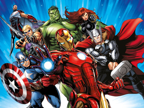 Sanders & Sanders fotobehang The Avengers blauw, groen en rood - 375 x 270 cm - 601033