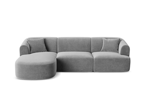 Cosmopolitan Design Modulaire hoekbank links Campi 4-zits, flueel grijs - 156x256x70cm