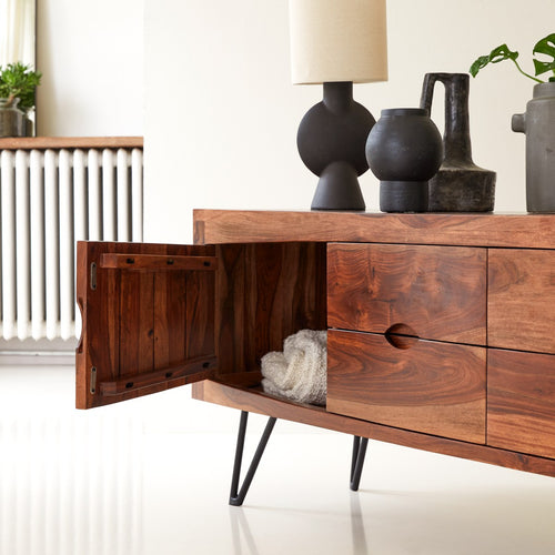 Tikamoon Massief palissander tv-meubel 180 cm - Donkerbruin