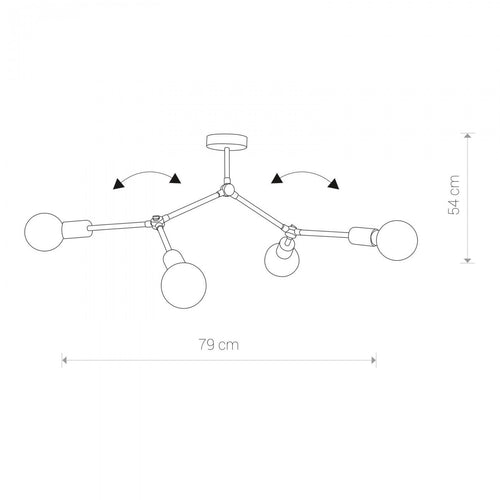 Nowodvorski plafondlamp Twig - 4 lichts - 79  x 54   cm - zwart - vtwonen shop