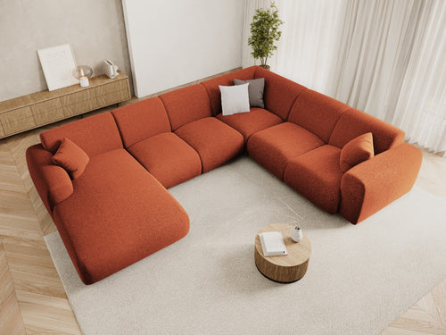 Cosmopolitan Design Panoramische hoekbank rechts Nolio 6-zits, chenille terracotta - 252x342x72cm