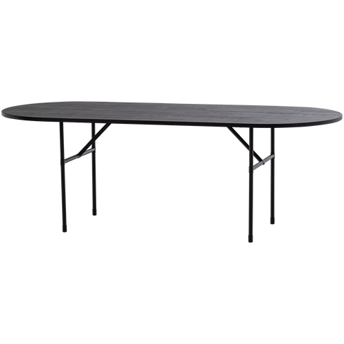 WOOOD eettafel ovaal met h-poot Arthur - Eikenhout - Zwart - 75x220x90 - vtwonen shop