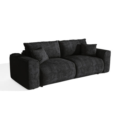 Premium Interiors - Snel uitklapbare slaapbank COMO - corduroy zwart 236cm