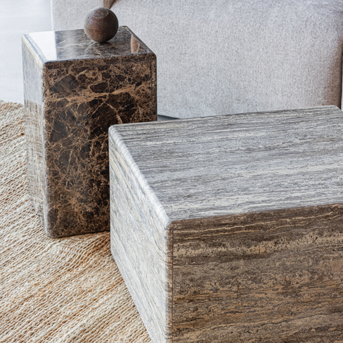 WOOOD bijzettafel Vexa - Marmer - Bruin - 47x30x30
