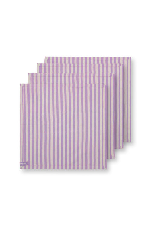 Pip Studio - Servetten Stripes - Lila - 40x40 cm - Set van 4