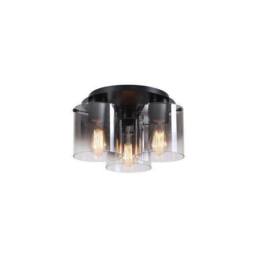 Searchlight Sweden 3-lichts plafondlamp - matzwart en gerookt glas