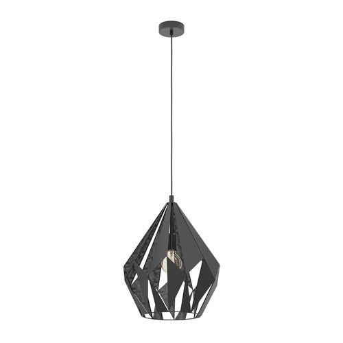 EGLO hanglamp Carlton 1 - e27 - 1-lichts - zwart/zilverkleurig
