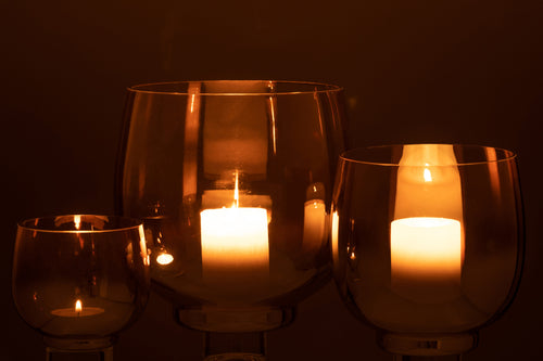 J-Line windlicht Rond - glas - geel/zilver - large - vtwonen shop