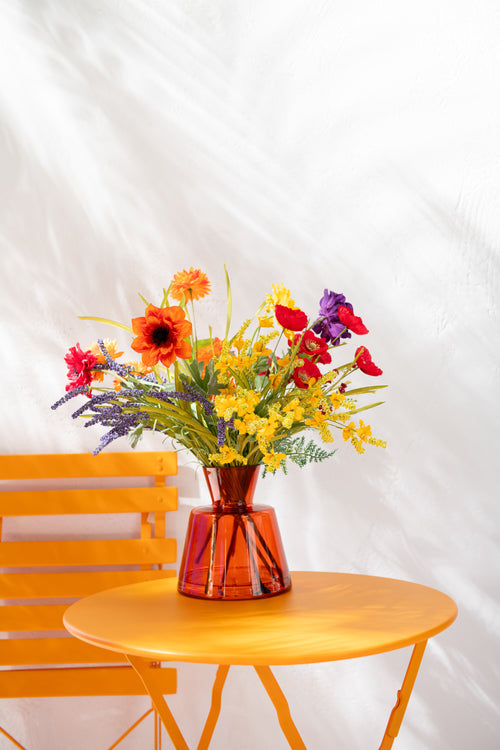 J-Line bloem tak Chrysantemum - kunststof - oranje