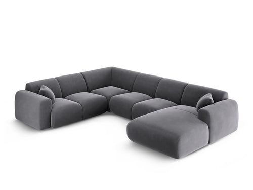 Cosmopolitan Design Panoramische hoekbank links Nolio 6-zits, flueel donkergrijs - 252x342x72cm