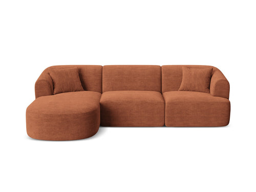 Cosmopolitan Design Modulaire hoekbank links Campi 4-zits, ribfluwelen terracotta - 156x256x70cm