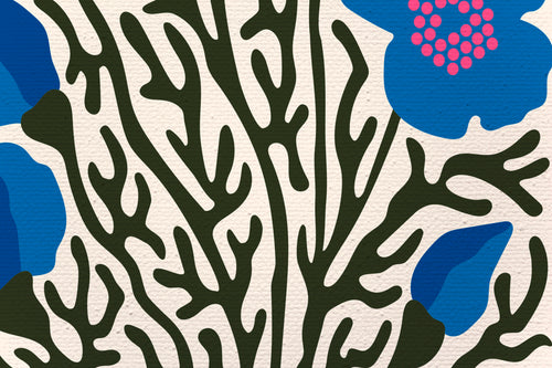 Canvas 60x40 Blauwe Bloemen - vtwonen shop