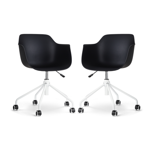 Nolon Nout-Puk Bureaustoelen Set van 2 - Zwart - Wit Onderstel