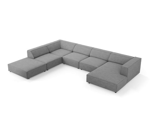 Cosmopolitan Design Panoramische hoekbank links Arendal 7-zits, chenille met ribbeleffect, donkergrijs - 262x364x70cm