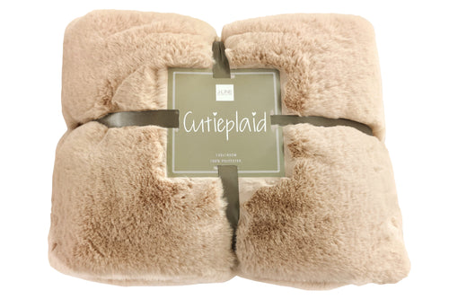 J-Line plaid Cutie - fleece deken – polyester – lichtcamel - 180 x 30 cm - vtwonen shop