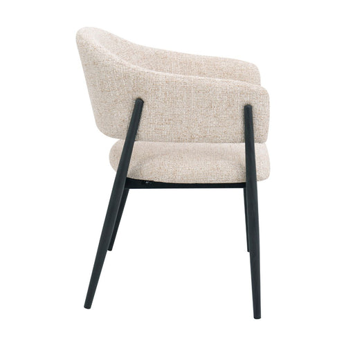 DÉJA Living Eetkamerstoel Dénia - Beige/Zwart Stof - Set van 2 - vtwonen shop