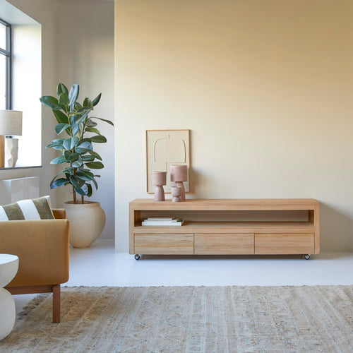 Tikamoon Tv-meubel van massief teakhout 180 cm - Naturel - vtwonen shop