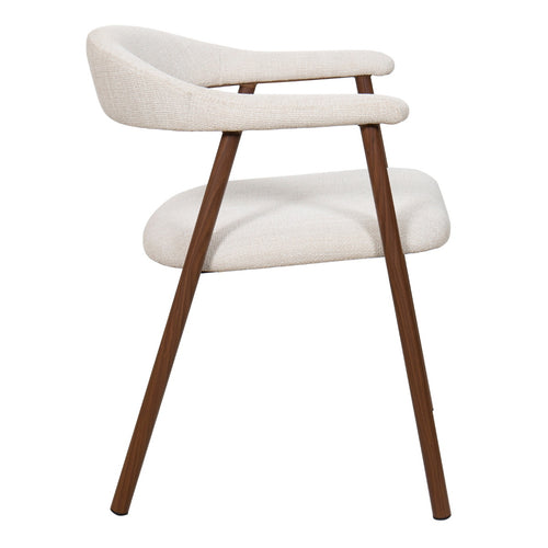 Giga Meubel Eetkamerstoel Mila - Beige/Walnoot - Zithoogte 48cm - Set van 2