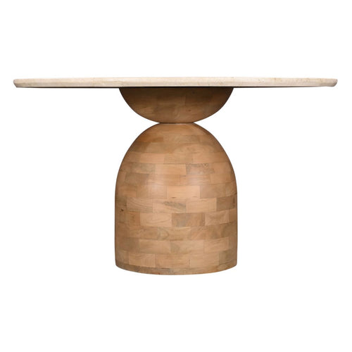 DÉJA Living Eettafel Miro Rond - Marmer/Hout - Naturel - 130x130x75cm - vtwonen shop