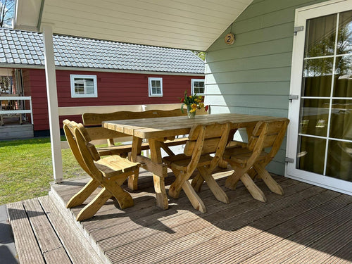 MaximaVida houten tuinset Provence 200 cm met 1 tafel en 6 stoelen - vtwonen shop