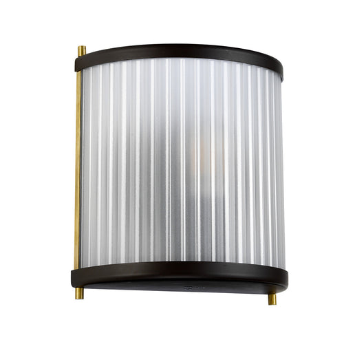 Corona Flush 1-lichts wandlamp, museumbrons, matglas