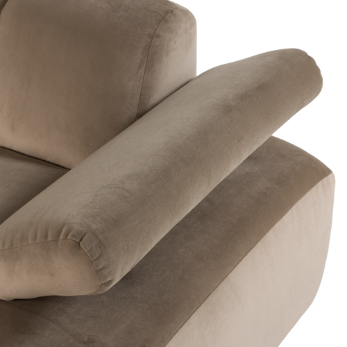 WOOOD chaise longue bank rechts Mojo - Velvet - Khaki - 74x124x162