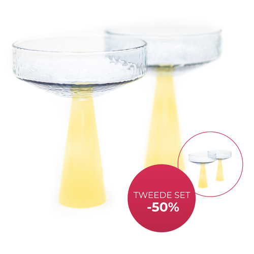 Brût Homeware Champagne Coupe geel, 2 sets van 2