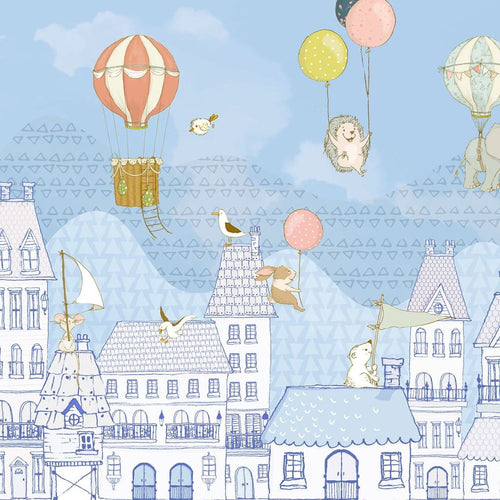 Sanders & Sanders fotobehang luchtballonnen blauw - 350 x 250 cm - 612731
