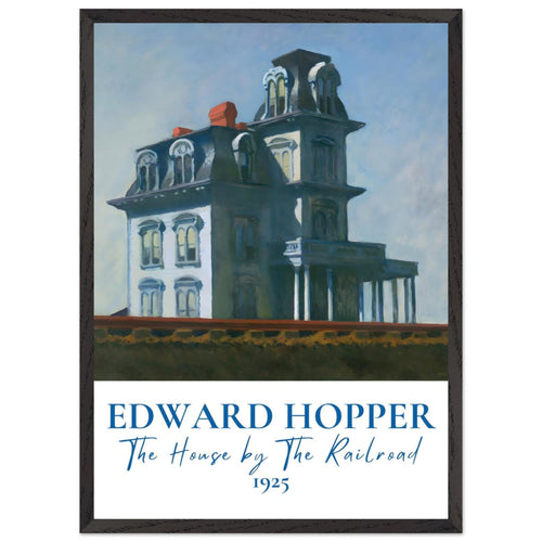 Artfulprints Poster met Lijst Edward Hopper - The house by the railroad   - 50x70 cm - Blauw