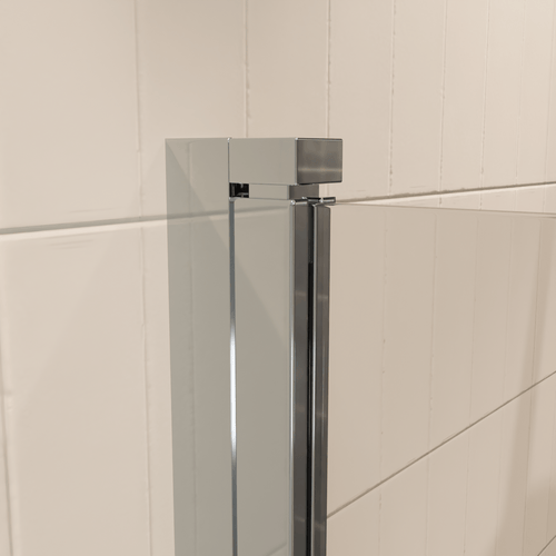 LOMAZOO badwand Palmas - draaibaar - anti kalk nano coating - helder glas - chroom - 100 x 140 cm
