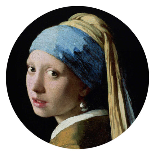Reinders Old Masters - girl pearl earring glasschilderij -  blauw - keuken - Ø 70cm