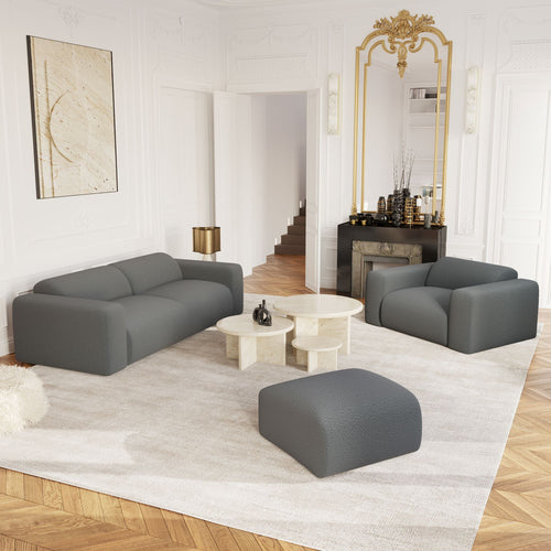 Sia Home - Bank MYRA - bouclé-stof grafietgrijs 205cm