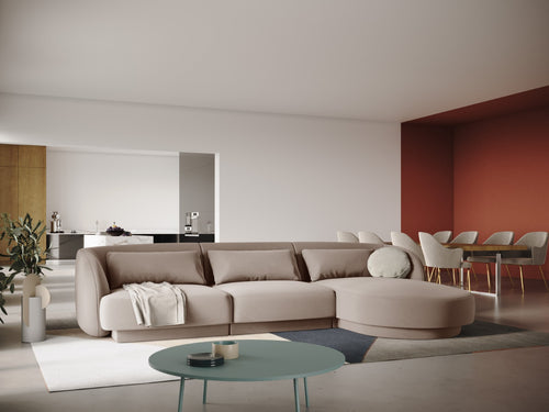 Cosmopolitan Design rechter hoekbank Tulum 4-zits, flueel, beige - 156x255x70cm