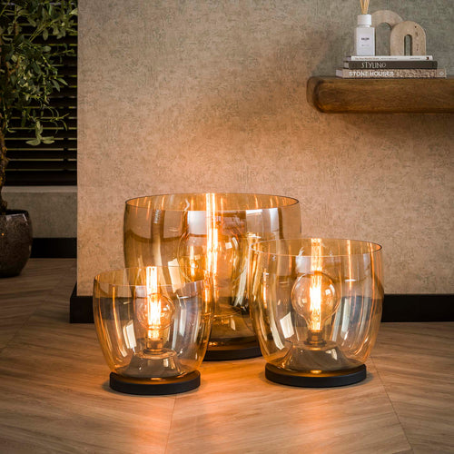 Giga Meubel Vloerlamp Up XL - Amber Glas - 1-Lichts - 33x33x32cm