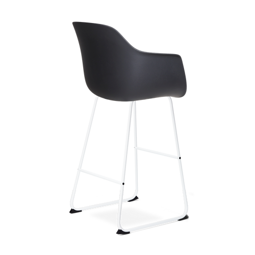 Nolon Nino-Liz Barkruk Zwart - Zacht Groen Kussen - Wit Frame - 75 cm