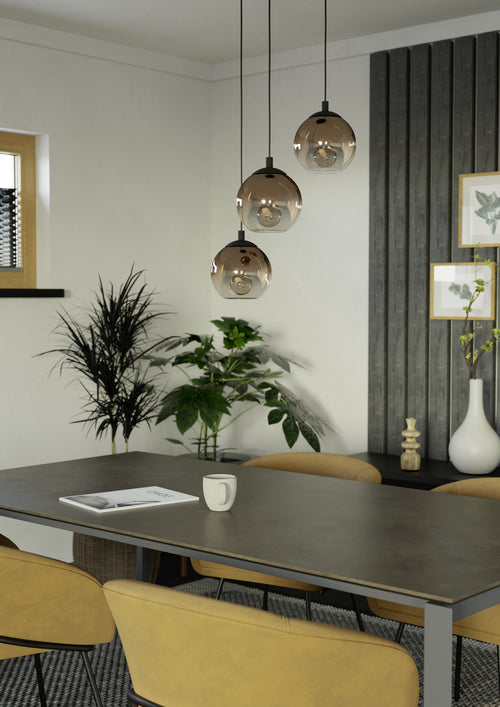 EGLO hanglamp Ariscani 1 - ø 42,5 cm - koperglas - 3 lichts - zwart - vtwonen shop