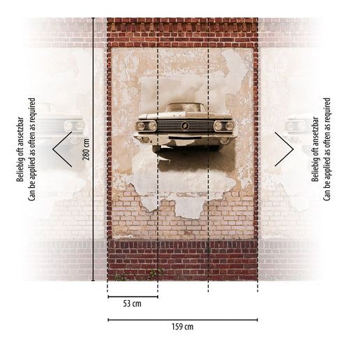 Livingwalls fotobehang auto's bruin, beige, rood en crème - 159 x 280 cm - AS-392431