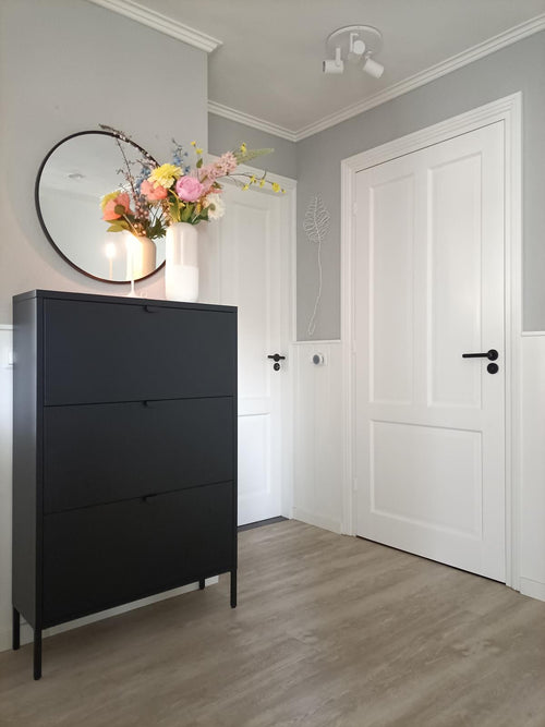 MaximaVida metalen locker schoenenkast Finn 25 x 80 x 125 cm zwart