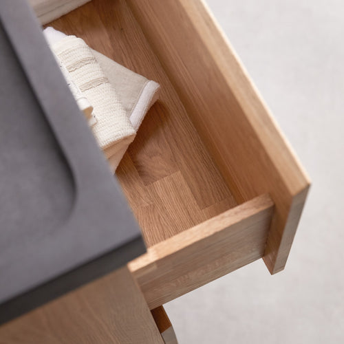 Tikamoon Badkamermeubel van massief eiken en lavasteen 80 cm - Zwart - vtwonen shop