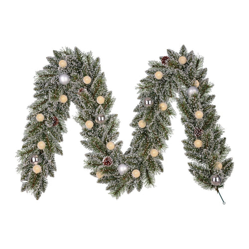 Black Box Trees Kaprun slinger groen frosted zilver warm wit 20L 180 TIPS battery operated en timer - l270xd25cm