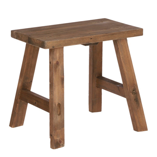 Mica Decorations Bold Houten Krukje - Bijzettafel of Plantentafel - 38 x 29 x 34 cm - Gerecycled Hout - Bruin