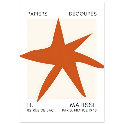 Artfulprints Poster met Lijst Matisse – Star of the sea orange   - 30x40 cm - Oranje