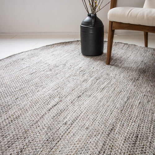 Interieur05 Vloerkleed Gerecycled Materiaal Rond Ciro Naturel gemeleerd (bruin/wit/antraciet) - 220 x 220 cm
