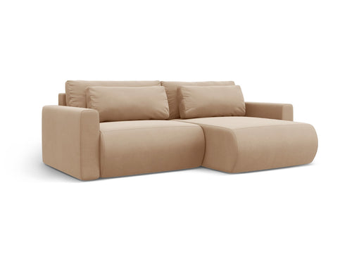 Cosmopolitan Design Omkeerbare converteerbare hoekbank met opbergdoos Belfast 3-zits, flueel amandelbeige - 149x240x84cm
