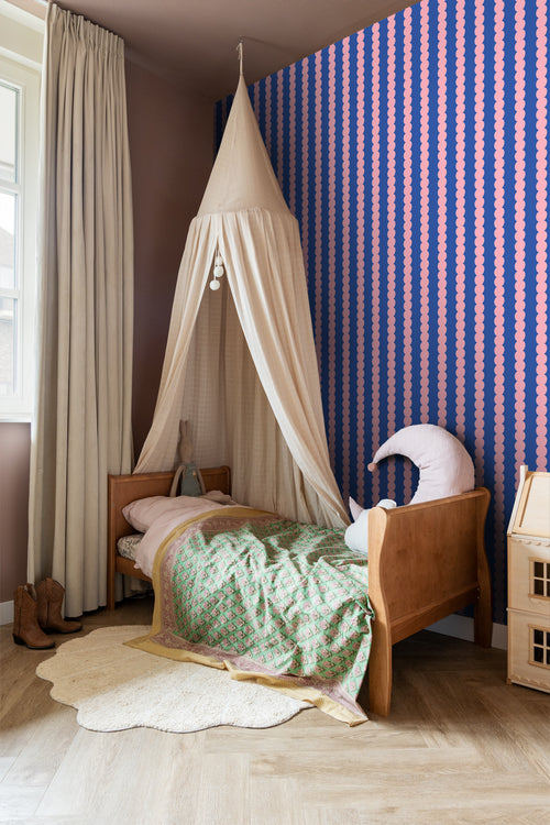 ESTAhome behang grafische print roze en blauw - 50 x 900 cm - 131750