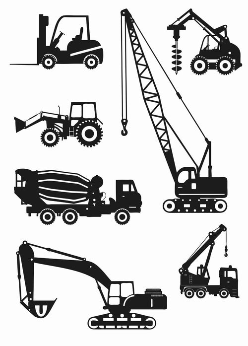 ESTAhome muursticker voertuigen zwart - 47.5 x 66 cm - 156107