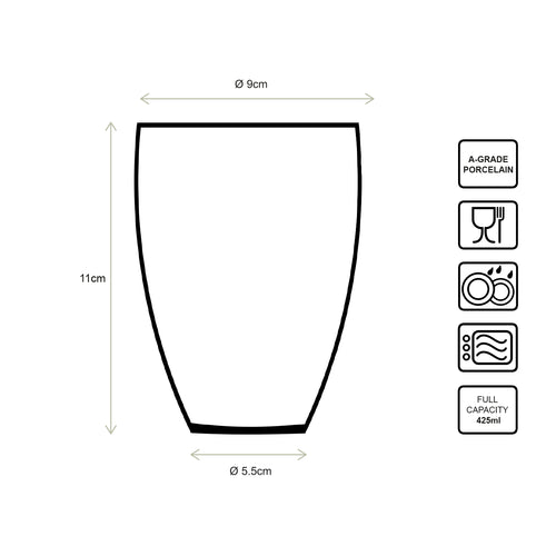 vtwonen - Mokken - Blauw, Wit - Porselein - 425ml - Set van 4 - vtwonen shop